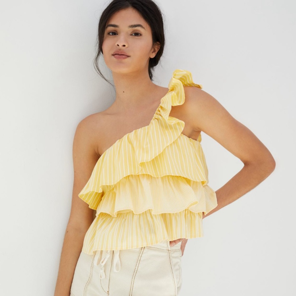 NWT Anthropologie Ruffled One-Shoulder Blouse. - Picture 3 of 8